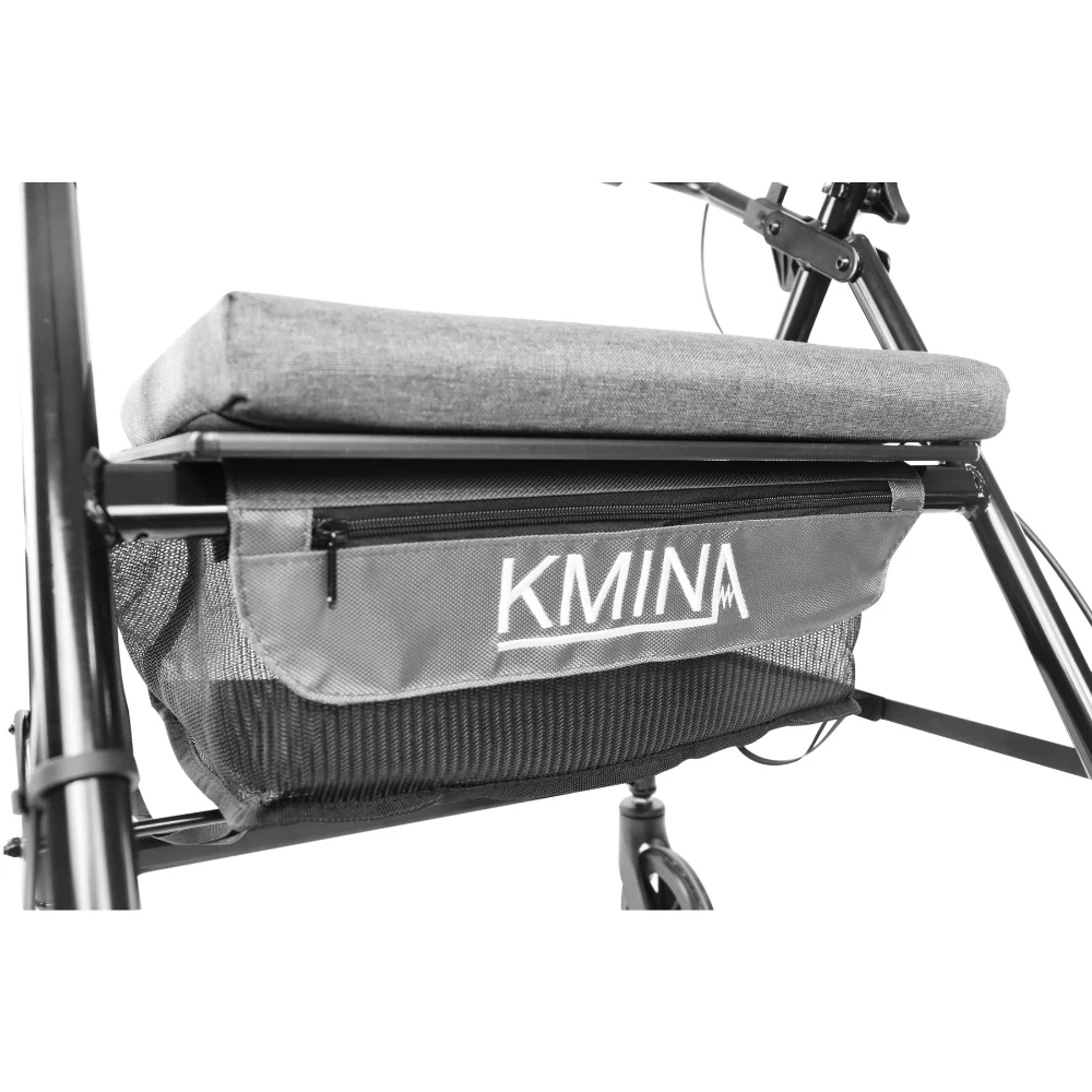 Andadores para Adultos, Andador para Personas Mayores con Asiento 4 Ruedas Freno Maneta Gris Negro | KMINA | K10012 - Image 6