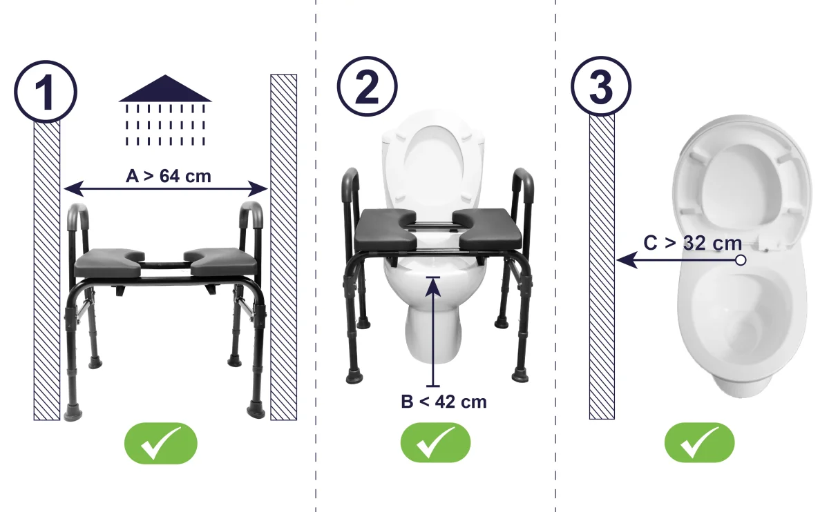 Asiento Elevador WC, Silla Orinal con Asiento Ajustable (3 en 1) para Adultos Negra | KMINA | K30029 - Image 7