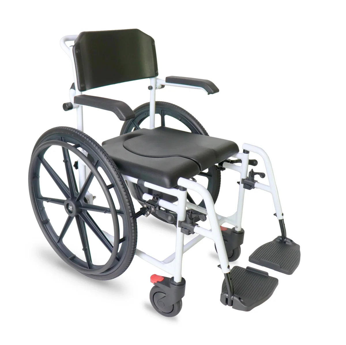 Silla de Ducha Autopropulsable, Silla de Ruedas para Ducha Autopropulsable con Inodoro Negra | KMINA | K30031
