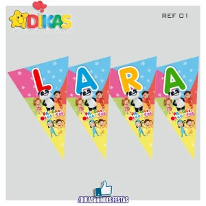 BANDEIROLA PERSONALIZADA - PANDA E OS CARICAS