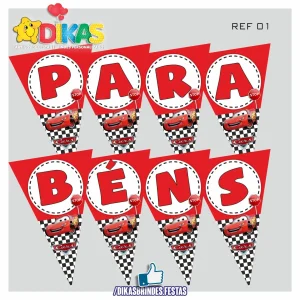 BANDEIROLA "PARABÉNS" - CARS