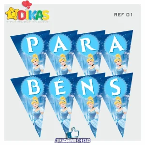 BANDEIROLA "PARABÉNS" - CINDERELA