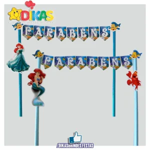 BANDEIRINHA DECORATIVA PARA BOLO - PEQUENA SEREIA