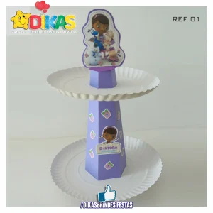 SUPORTE ARTESANAL C/ 2 PRATOS - DOUTORA BRINQUEDOS