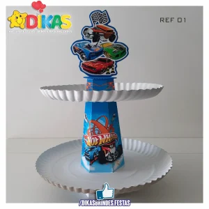 SUPORTE ARTESANAL C/ 2 PRATOS - HOTWHEELS
