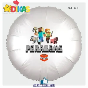 BALÃO FOIL TEMA/PARABÉNS - MINECRAFT