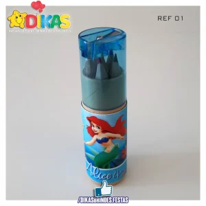 ESTOJO PERSONALIZADO LÁPIS E AFIA - PEQUENA SEREIA