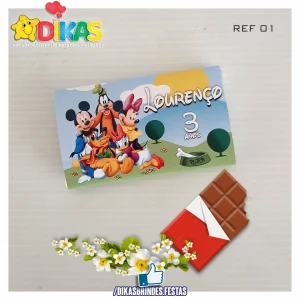 TABLET CHOCOLATE 20G PERSONALIZADO - MICKEY E OS AMIGOS