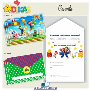 CONVITES DE ANIVERSÁRIO - MARIO BROS