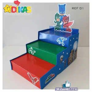 SUPORTE "ESCADOTE" PARA DOCES (3 DEGRAUS) - PJMASKS