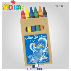 CAIXA DE LÁPIS DE CERA PERSONALIZADA - CINDERELA