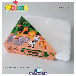 PORTA-GUARDANAPO EM PAPEL - ANIMAIS DA SELVA