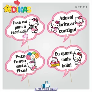 PLAQUINHAS DIVERTIDAS P/ FOTOS - HELLO KITTY