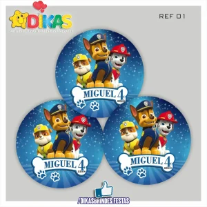 AUTOCOLANTE PERSONALIZADO (40 UNID) - PATRULHA PATA