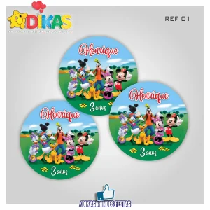 AUTOCOLANTE PERSONALIZADO (40 UNID) - MICKEY E OS AMIGOS
