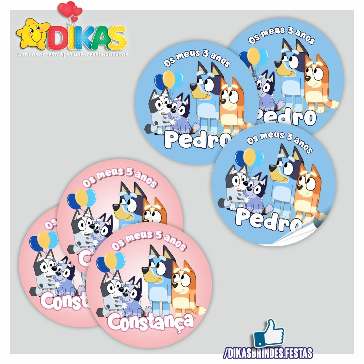 AUTOCOLANTE PERSONALIZADO (40 UNID) - BLUEY