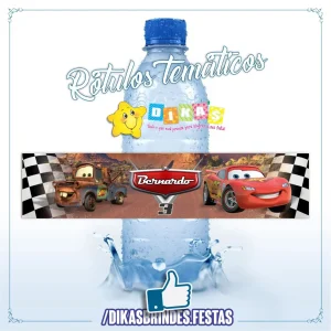 RÓTULO PERSONALIZADO P/ GARRAFA DE ÁGUA - CARS