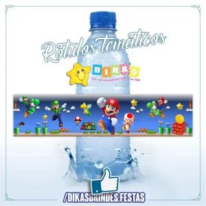 RÓTULO P/ GARRAFA DE ÁGUA - MARIO BROS