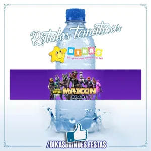 RÓTULO PERSONALIZADO P/ GARRAFA DE ÁGUA - FORTNITE