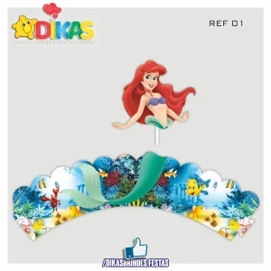 SAIA CUPCAKE + TOPPER - PEQUENA SEREIA