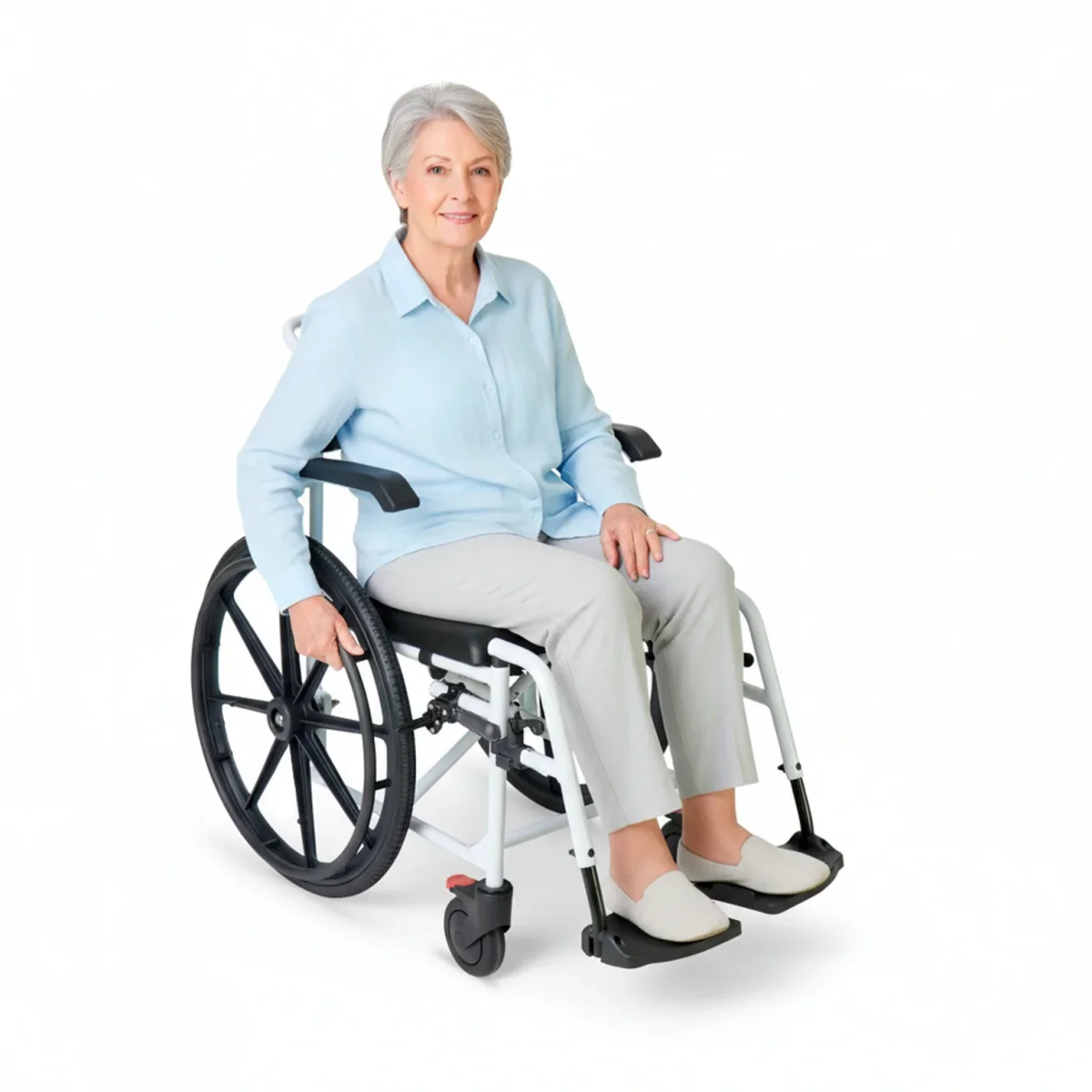 Silla de Ducha Autopropulsable, Silla de Ruedas para Ducha Autopropulsable con Inodoro Negra | KMINA | K30031 - Image 7