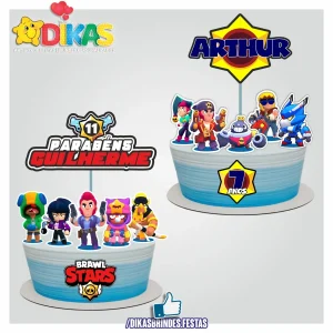TOPO DE BOLO PERSONALIZADO - BRAWL STARS