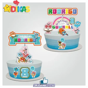 TOPO DE BOLO PERSONALIZADO - GUMBALL
