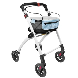 Andador Estrecho para Casa y Exterior, Andadores para Personas Mayores Adultos con Bandeja Blanco Azul | KMINA | K10010