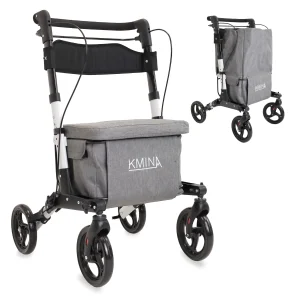 Andador Carro Compra Blanco, Andador para Personas Mayores con Asiento y cesta | KMINA | K10097